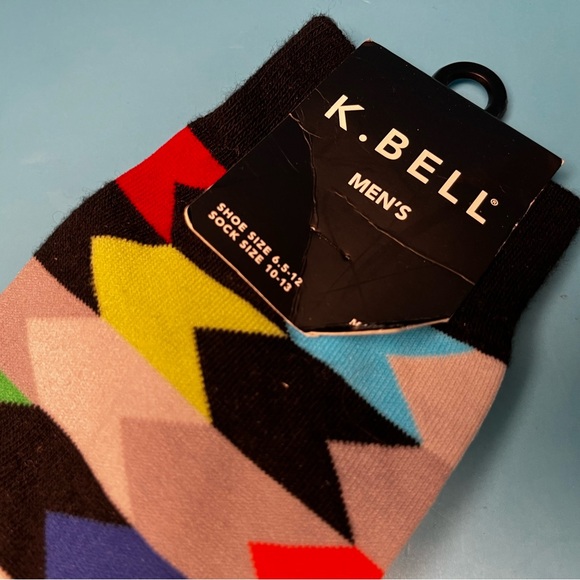 ⭐️ K. Bell Men’s Multi-coloured Patterned Crew Socks - Picture 3 of 5